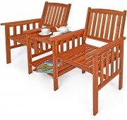 Casaria Tete a Tete Gartenbank aus Akazienholz mit Tisch 164x63x91cm