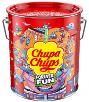 Chupa Chups Best of Lollipop-Eimer 150 Lutscher mit 6 Geschmacksrichtungen