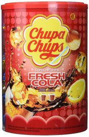 Chupa Chups Dose mit 100 Lollis in den Geschmacksrichtungen Cola & Cola-Zitrone