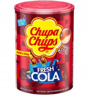 Chupa Chups Fresh Cola Lutscher-Dose mit 100 Lollis in den Geschmacksrichtungen Cola & Cola-Zitrone