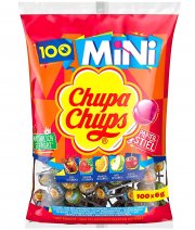 Chupa Chups Mini Classic Lutscher-Beutel mit 100 Mini-Lollis in den 5 Geschmacksrichtungen