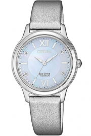 CITIZEN EM0720-18D Eco-Drive Super Titanium Damen Analog Uhr mit Perlmuttzifferblatt