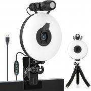 CoMokin 1080P Webcam mit Mikrofon und Ringlicht