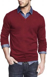 COOFANDY Herren Langarm-Strickpullover mit V-Ausschnitt