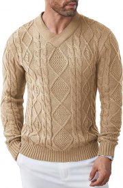 COOFANDY Herren Strickpullover mit V-Ausschnitt