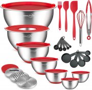 COOLCOOK Edelstahl R&uuml;hrsch&uuml;ssel Set mit umfangreichen Zubeh&ouml;r
