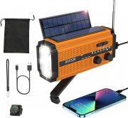 COSMUSIS Notfall Solar- und Kurbelradio mit Handyladefunktion und LED Taschenlampe