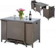 Costway IX62683 Polyrattan Sitzgruppe Lounge Set 3 teilg mit Sitzkissen