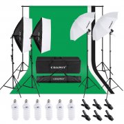 CRAPHY Fotostudio Set mit Softbox, Dauerlicht, Reflexschirm und Hintergrundsystem nur 57,99&euro;
