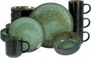 CreaTable 20166 Serie Nordic Fjord Green 16-teiliges Geschirrset aus Steinzeug