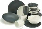 CreaTable Soft Touch Black & White Steinzeug Kombiservice 20 teilig