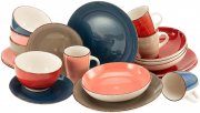 CreaTable Steingut Kombiservice Bella Casa Cottage 20-teilig mit handgemalten Spiraldekor