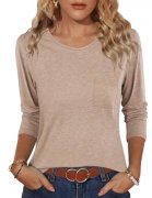 Crewhpo Damen T-Shirt mit V-Ausschnitt und 3/4 &Auml;rmeln f&uuml;r nur 9,49&euro;