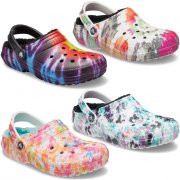 Crocs Classic Lined Tie Dye Clog Gef&uuml;tterte Pantoffeln f&uuml;r Damen und Herren