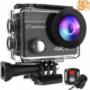 Crosstour CT8500 4K WiFi Action Cam mit Fernbedienung und externen Mikrofon