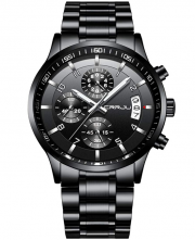 CRRJU Herren Business Edelstahl Chronographen mit Kalender und Stoppuhr