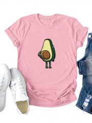 Damen Plus gr&ouml;&szlig;e T-Shirt Cartoon Avocado Muster Drucken Rundhals Kurzarm