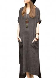 Damen &Uuml;bergro&szlig;e Retro Casual Lose Langes Kleid