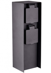 Darlux DX-10044 2 fach Steckdosens&auml;ule f&uuml;r den Au&szlig;enbereich IP44 Edelstahl/Anthrazit