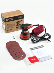 DCK Exzenterschleifer KSA125 - 6 Geschwindigkeiten, 4000-12000 U/min, 125 mm mit 10 Schleifpapieren