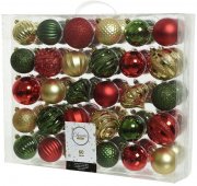 Decoris 60er-Set Weihnachtskugeln Mix bruchfest