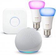 Der neue Echo Dot (4. Generation) + Philips Hue Color E27 2-er Starter Set