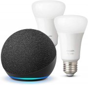 Der neue Echo Dot 4. Generation + Philips Hue White LED-Lampe Doppelpack E27 mit Bluetooth 