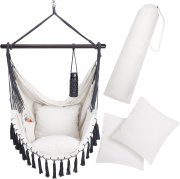 DETEX Indoor & Outdoor H&auml;ngesessel bis 150kg Belastbar mit Flaschenhalter und Kissen 