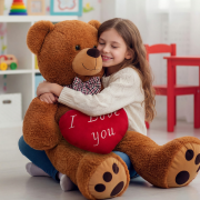 Deuba 100 cm XL Pl&uuml;schtier Teddyb&auml;r Braun inkl Herzkissen