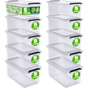 Deuba 10er-Set Aufbewahrungsboxen Transparent 30x20x12cm 5L