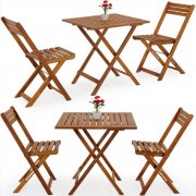 Deuba Balkonset aus Akazienholz 3-tlg. zusammenklappbar mit 2 Klappst&uuml;hle und Tisch