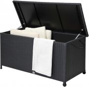 Deuba Poly Rattan Auflagenbox mit Hubautomatik und Innenverkleidung