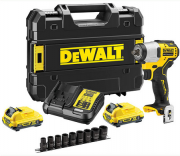 DeWALT DCF902D2K Akku-Schlagschrauber inkl. 2x Akku (2,0 Ah), Schnellladeger&auml;t, 9 Steckschl&uuml;ssel