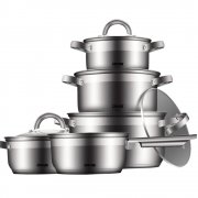 DMS&reg; Edelstahl Topfset 9-teilig mit Glasdeckel