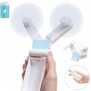 Doppelk&ouml;pfe Mini Handventilator, faltbar, tragbar, USB-aufladbar