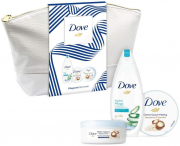 Dove Geschenkset Pflegende Sch&ouml;nheit mit Duschgel, Creme-Dusch-Peeling, Body Yoghurt + Kulturtasche