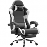 Dowinx Gaming Stuhl mit Massage-Lendenkissen und Fu&szlig;st&uuml;tze bis 180 kg