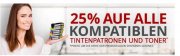 druckerzubehoer.de: 25 % Rabatt auf alle kompatiblen Tinenpatronen und Toner.