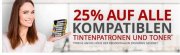 druckerzubehoer.de: 25 % Rabatt auf alle kompatiblen Tintenpatronen und Toner