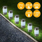 Eaxus 6er Set Edelstahl Solar Garten-Wege-Leuchten mit Erdpie&szlig;