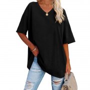 Ebifin Oversize T-Shirt mit V-Ausschnitt (Schwarz, XXL) f&uuml;r nur 8,49&euro;