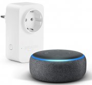 Echo Dot (3. Gen.), Anthrazit Stoff + Amazon Smart Plug (WLAN-Steckdose)