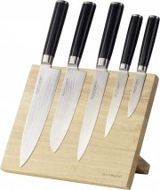Echtwerk Damaszener Messer-Set 5-teilig inkl. Magnet- Messerblock aus Holz