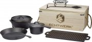 Echtwerk Dutch Oven Set 7-teilig aus Gusseisen in Holzkiste