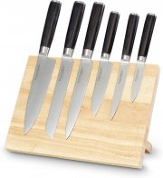 Echtwerk EW-DM-0388-3 Damastmesser Set 7-teilig inkl. Magnet-Messerblock aus Holz