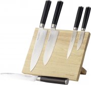 Echtwerk Magnet-Messerblock inkl. 5-teiliges Damaszener Messer-Set