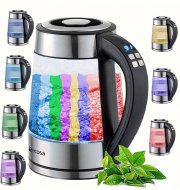 Ecosa Edelstahl Glas Wasserkocher mit Temperatureinstellung und LED Beleuchtung
