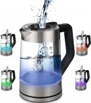Ecosa EO-660 Glaswasserkocher 1,7 Liter mit LED Farbwechsel und Temperaturwahl 50&deg;C-100&deg;C