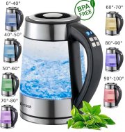 Ecosa Glas Wasserkocher mit Temperatureinstellung und LED Beleuchtung