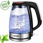 Edelstahl Wasserkocher 1.7 Liter blaue LED Beleuchtung 360 Grad, 2200 Watt